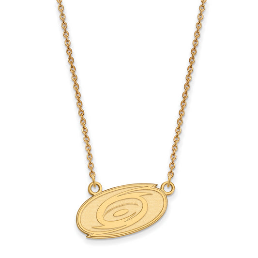 10K Yellow Gold Nhl Logoart Carolina Hurricanes Small Pendant 18 Inch Necklace