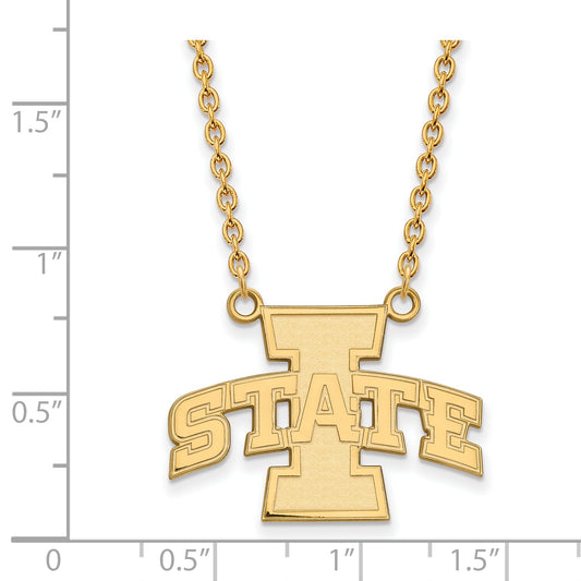 10K Yellow Gold Logoart Iowa State University Large Pendant 18 Inch Necklace