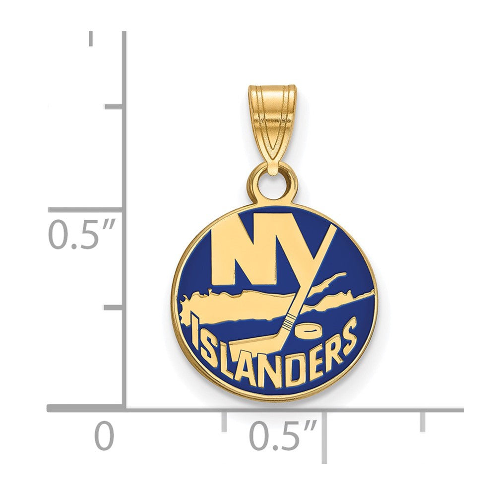 Gold Plated Sterling Silver Nhl Logoart New York Islanders Small Enameled Pendant
