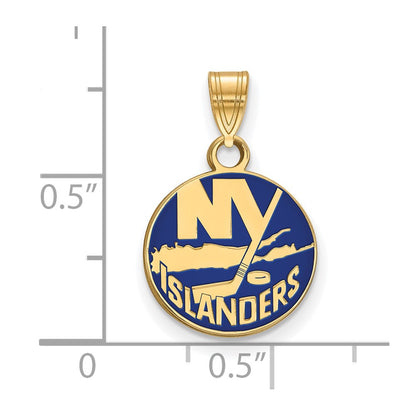 Gold Plated Sterling Silver Nhl Logoart New York Islanders Small Enameled Pendant