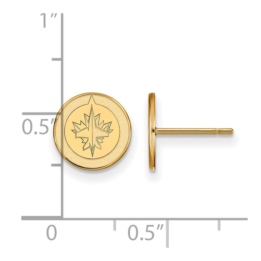 10K Yellow Gold Nhl Logoart Winnipeg Jets Extra Small Post Earrings