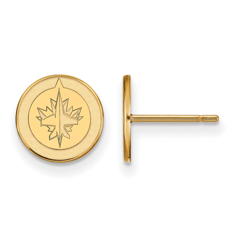10K Yellow Gold Nhl Logoart Winnipeg Jets Extra Small Post Earrings