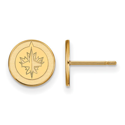 10K Yellow Gold Nhl Logoart Winnipeg Jets Extra Small Post Earrings