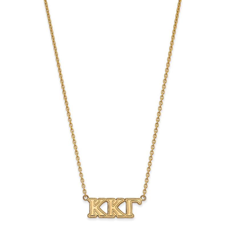 Gold Plated Sterling Silver Logoart Kappa Gamma Sorority Greek Letters Medium Pendant 18 Inch Necklace
