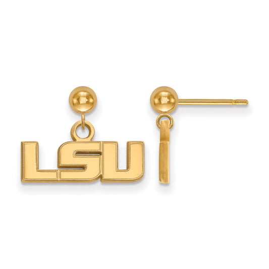 14K Yellow Gold Logoart Louisiana State University L S U Dangle Ball Post Earrings
