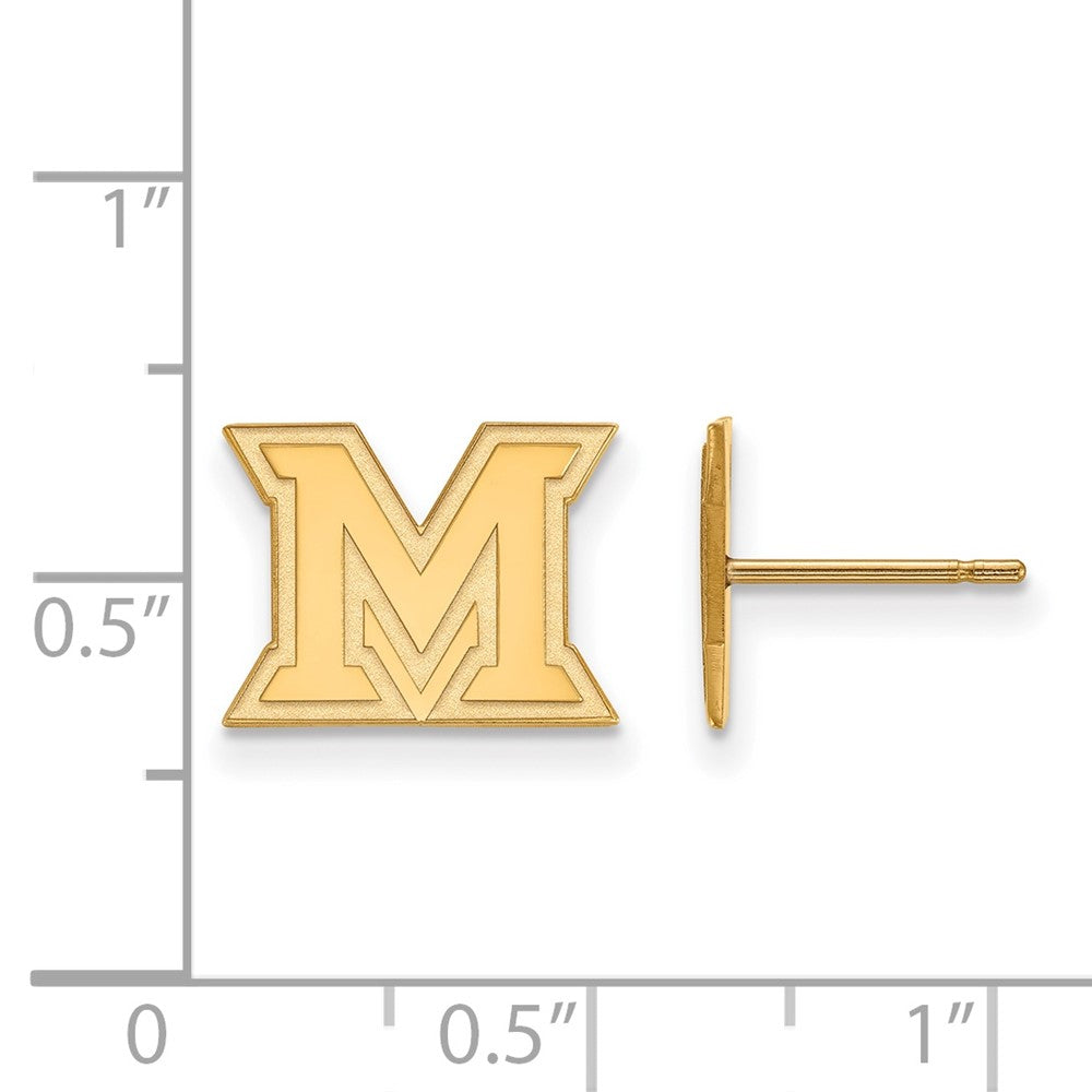 Gold Plated Sterling Silver Logoart Miami University Ohio Letter M Extra Small Post Earrings