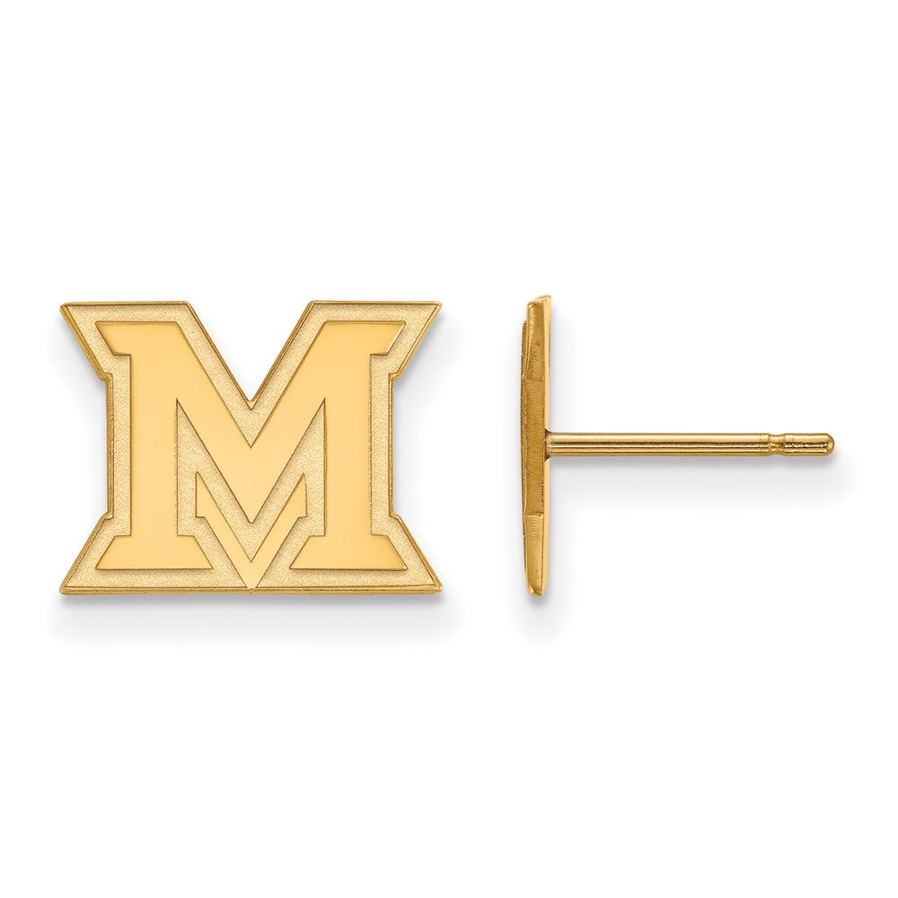 Gold Plated Sterling Silver Logoart Miami University Ohio Letter M Extra Small Post Earrings