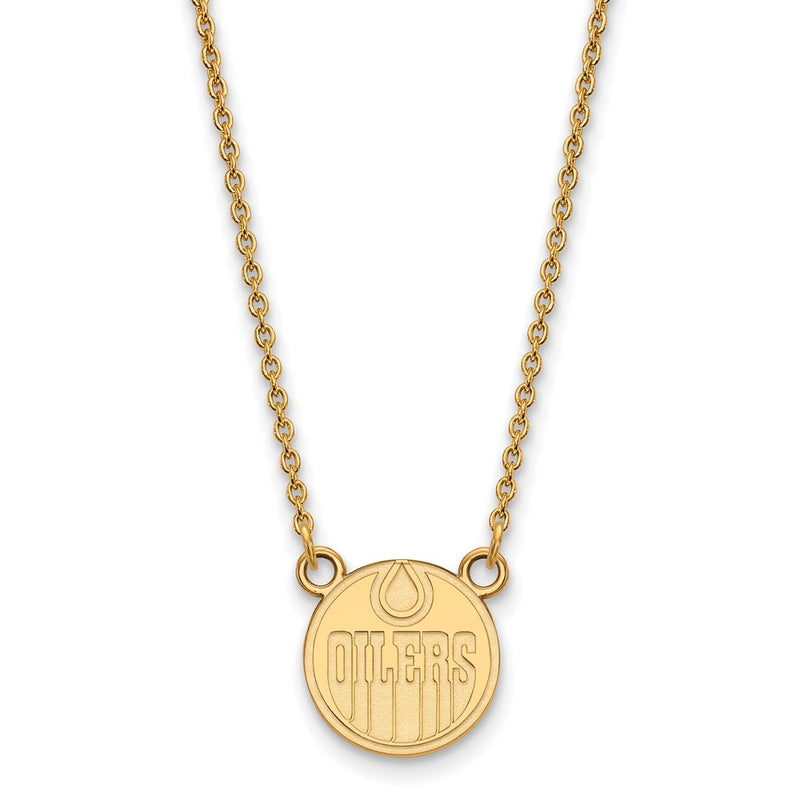 14K Yellow Gold Nhl Logoart Edmonton Oilers Small Pendant 18 Inch Necklace