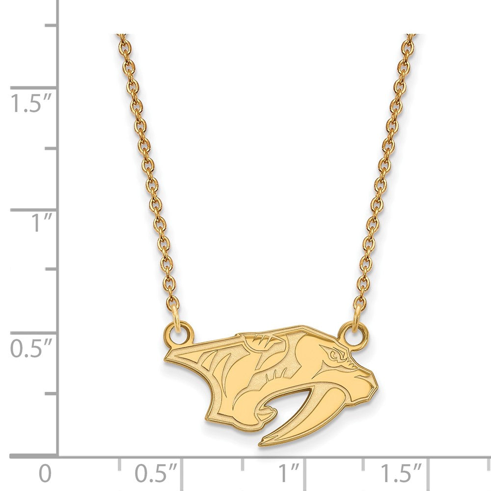 Gold Plated Sterling Silver Nhl Logoart Nashville Predators Small Pendant 18 Inch Necklace