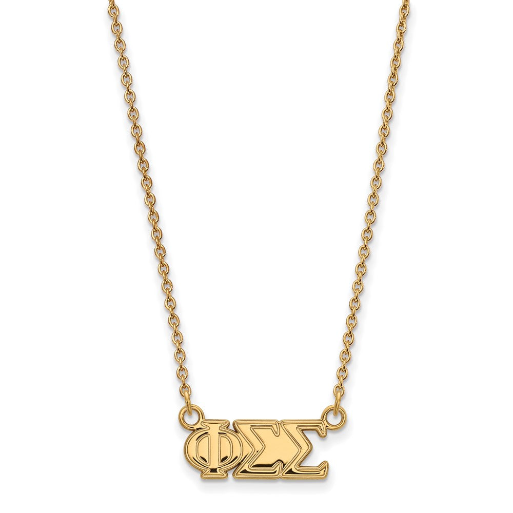 Gold Plated Sterling Silver Logoart Phi Sigma Sorority Greek Letters Medium Pendant 18 Inch Necklace