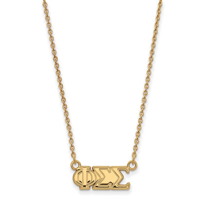 Gold Plated Sterling Silver Logoart Phi Sigma Sorority Greek Letters Medium Pendant 18 Inch Necklace