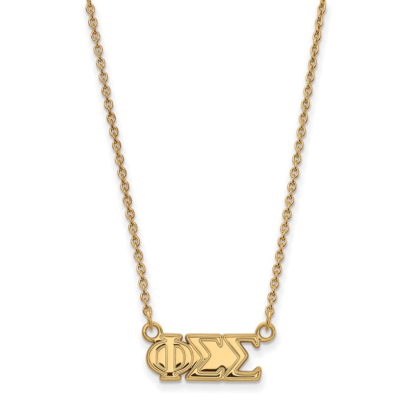 Gold Plated Sterling Silver Logoart Phi Sigma Sorority Greek Letters Medium Pendant 18 Inch Necklace