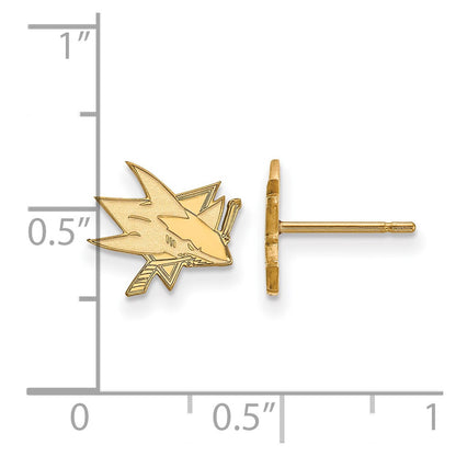 10K Yellow Gold Nhl Logoart San Jose Sharks Extra Small Post Earrings
