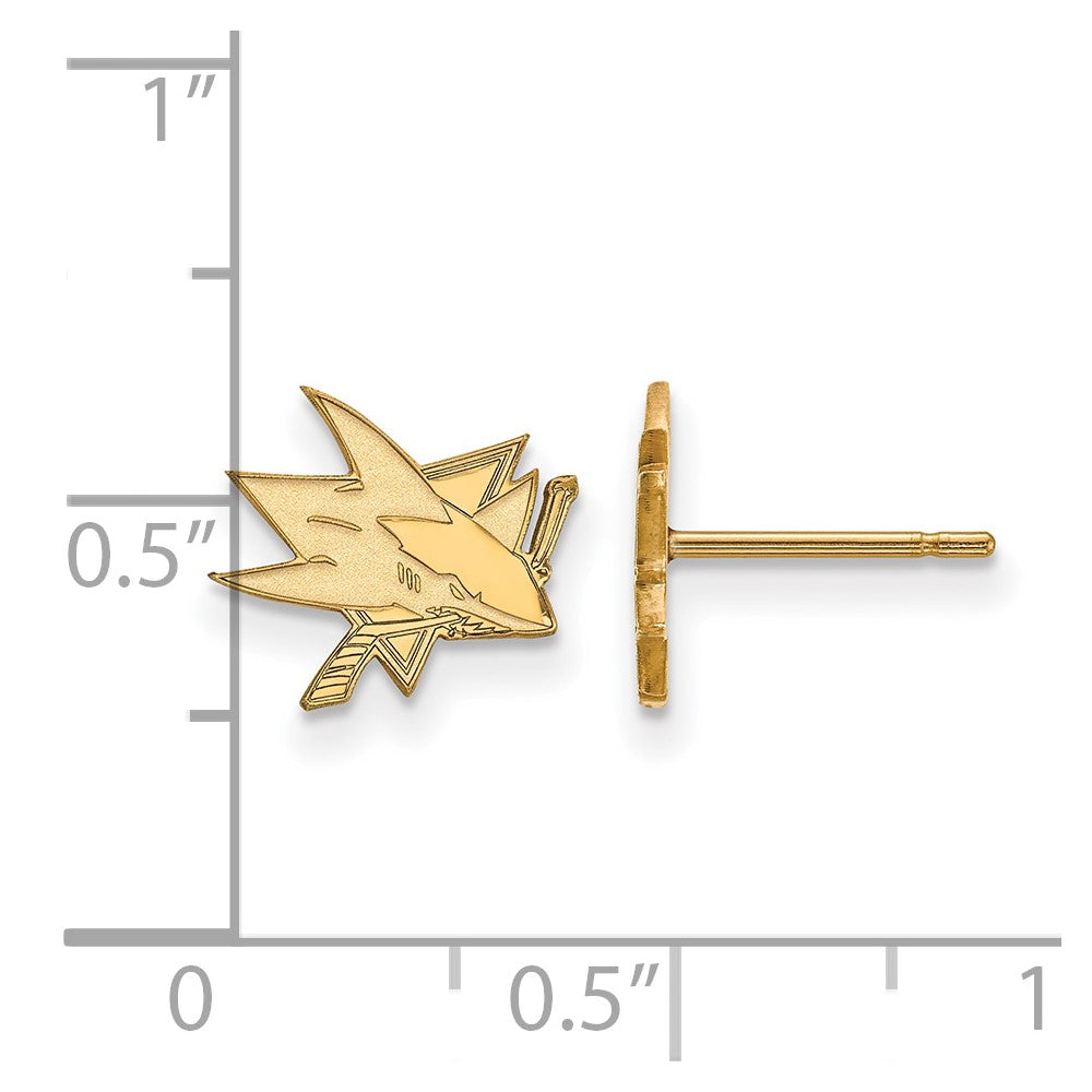 14K Yellow Gold Nhl Logoart San Jose Sharks Extra Small Post Earrings