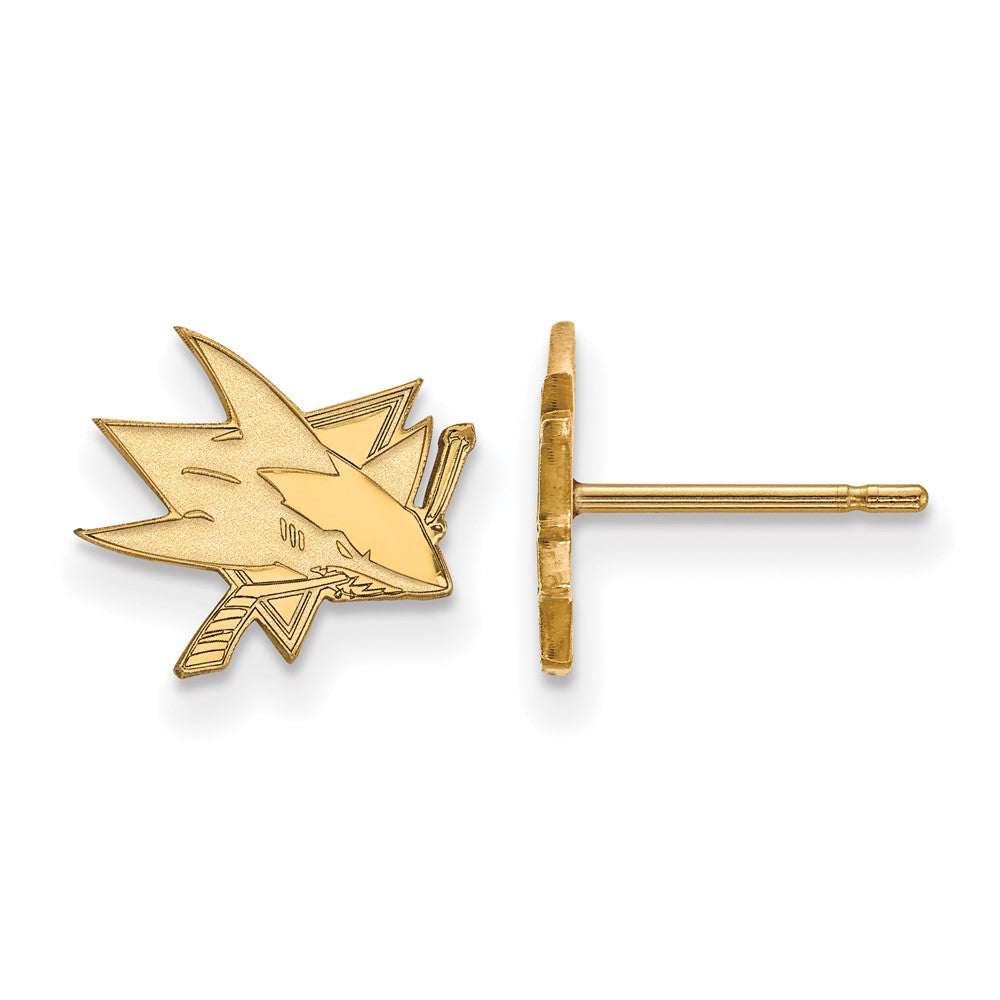 Gold Plated Sterling Silver Nhl Logoart San Jose Sharks Extra Small Post Earrings