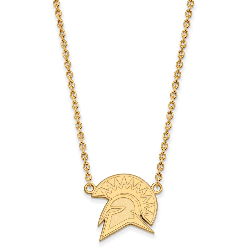 Gold Plated Sterling Silver Logoart San Jose State University Spartan Large Pendant 18 Inch Necklace