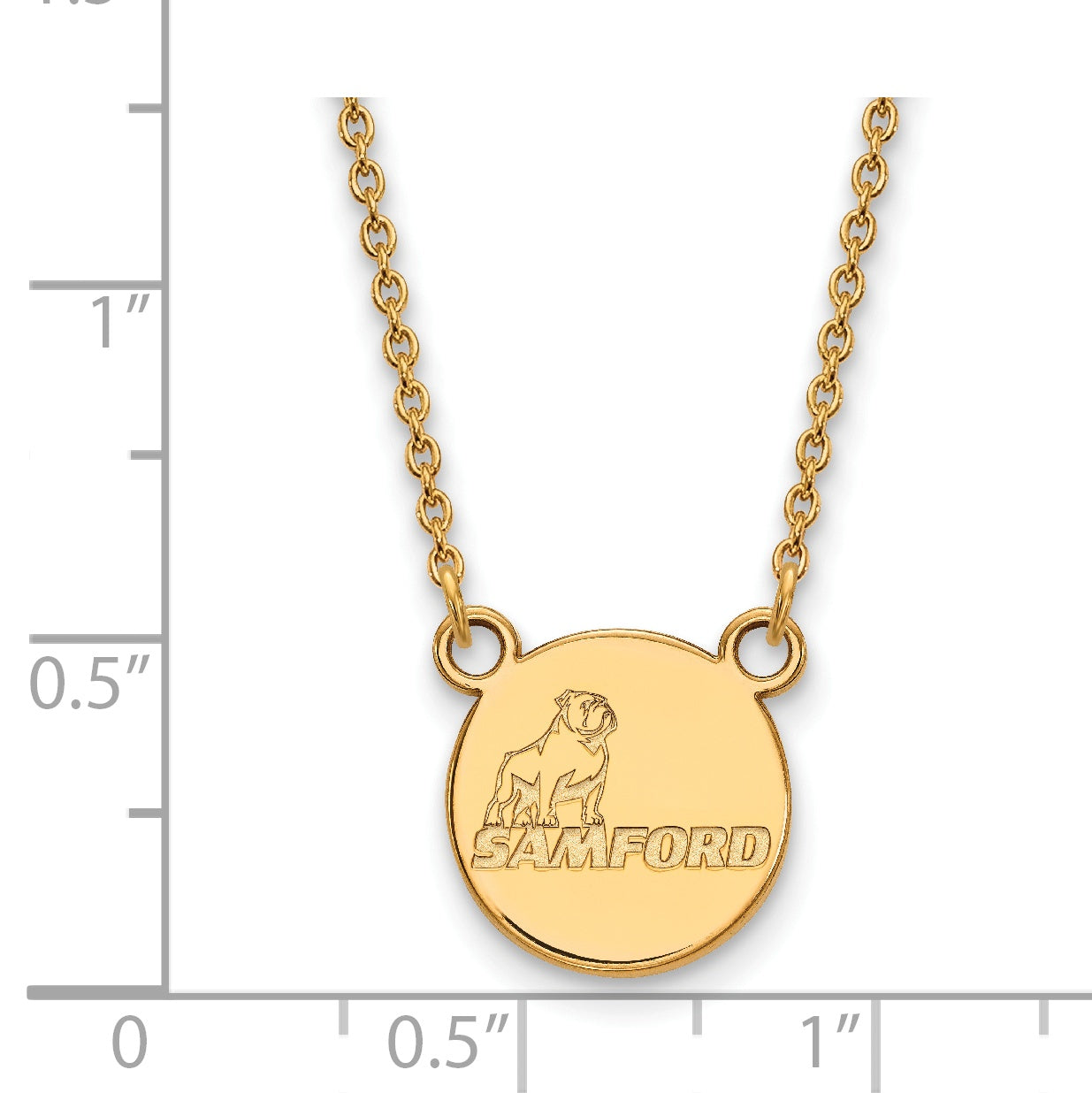 10K Yellow Gold Logoart Samford University Small Disc Pendant 18 Inch Necklace