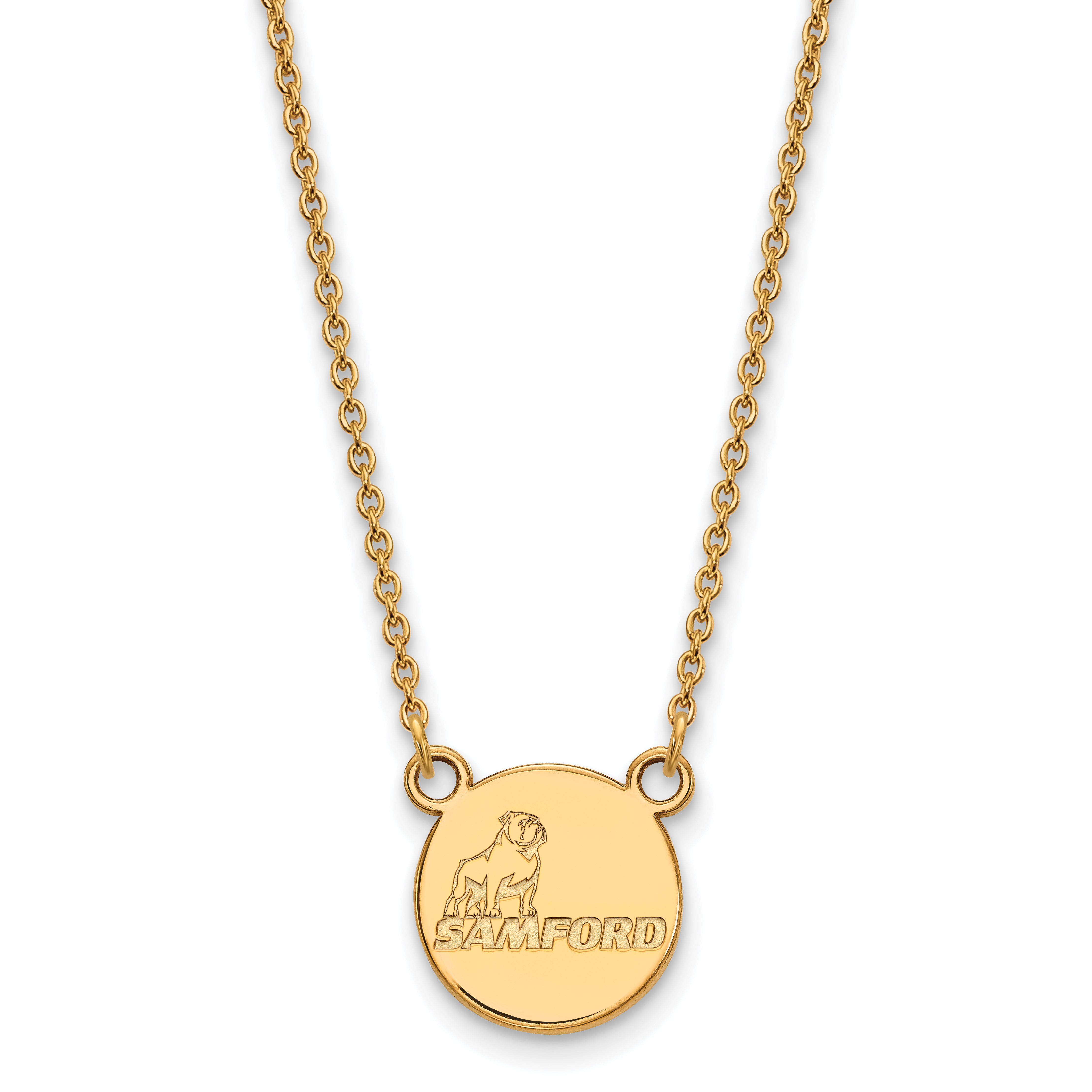 10K Yellow Gold Logoart Samford University Small Disc Pendant 18 Inch Necklace