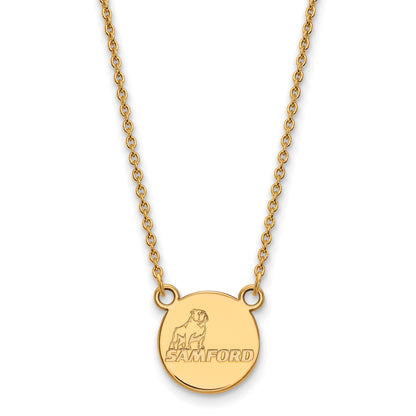 10K Yellow Gold Logoart Samford University Small Disc Pendant 18 Inch Necklace