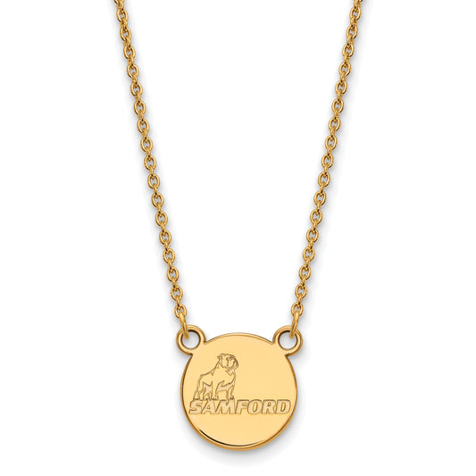 10K Yellow Gold Logoart Samford University Small Disc Pendant 18 Inch Necklace