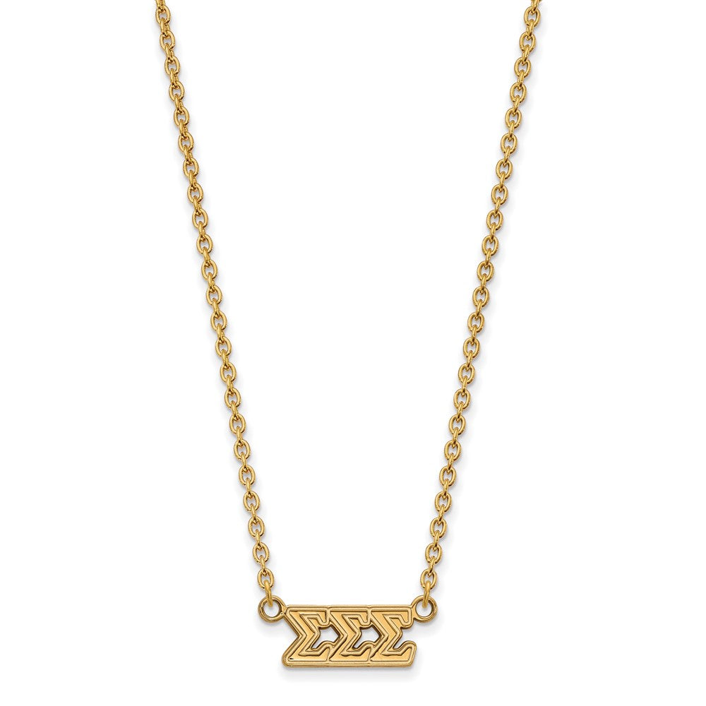 Gold Plated Sterling Silver Logoart Sigma Sorority Greek Letters Medium Pendant 18 Inch Necklace