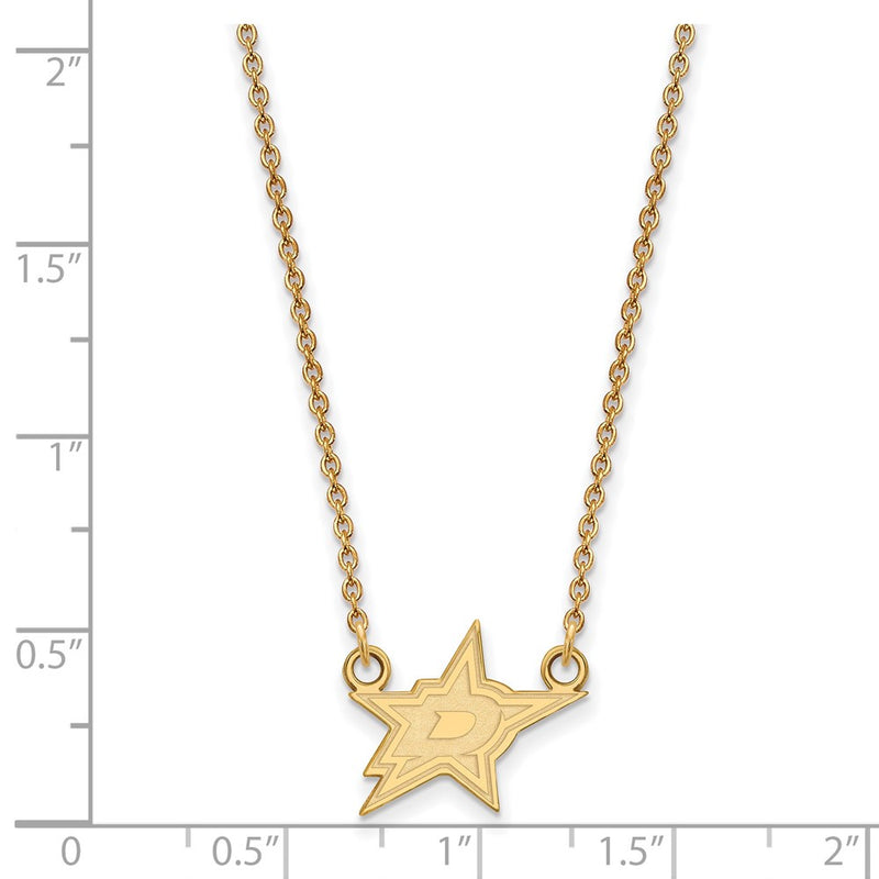 14K Yellow Gold Nhl Logoart Dallas Stars Small Pendant 18 Inch Necklace