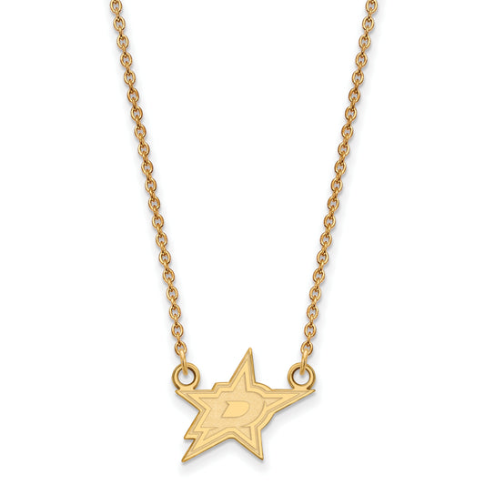 10K Yellow Gold Nhl Logoart Dallas Stars Small Pendant 18 Inch Necklace