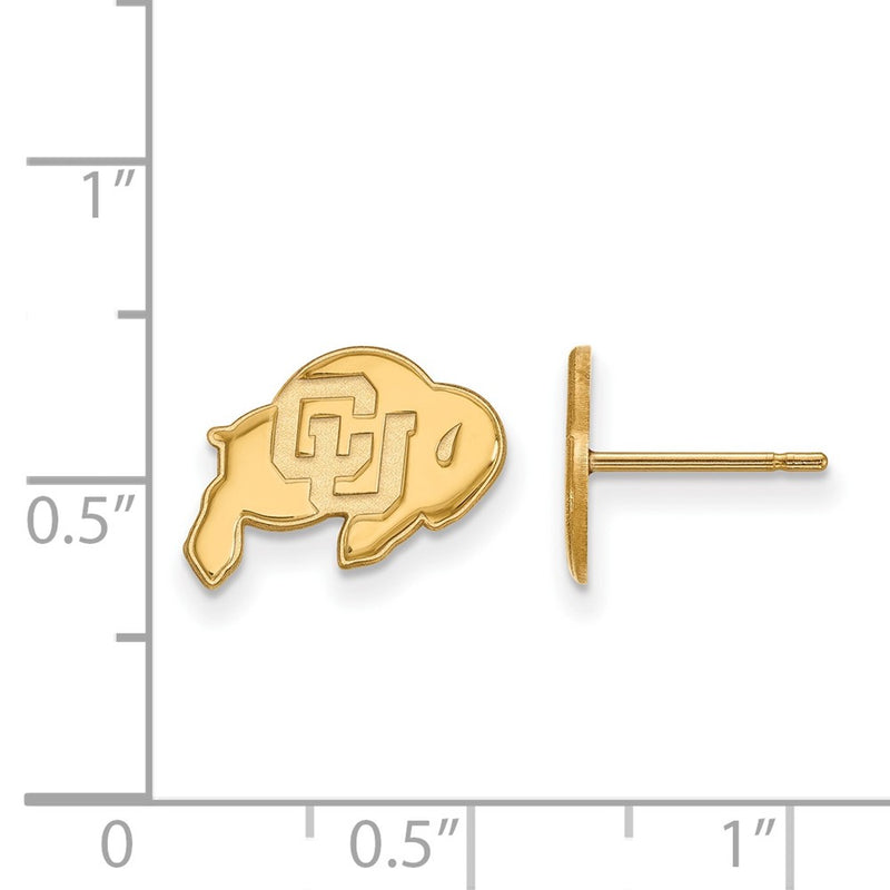 10K Yellow Gold Logoart University Of Colorado Buffalo Extra Small Post Earrings