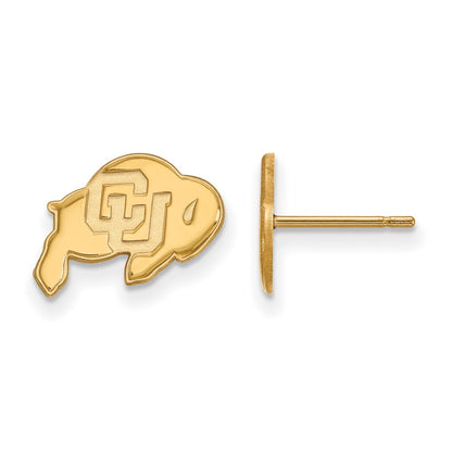 14K Yellow Gold Logoart University Of Colorado Buffalo Extra Small Post Earrings