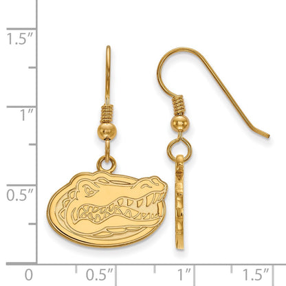 Gold Plated Sterling Silver Logoart University Of Florida Gator Small Dangle Wire Earrings