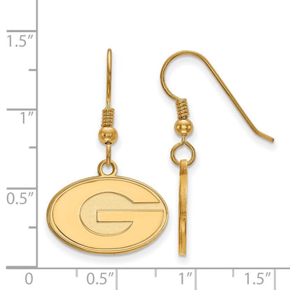 Gold Plated Sterling Silver Logoart University Of Georgia Letter G Small Dangle Wire Earrings