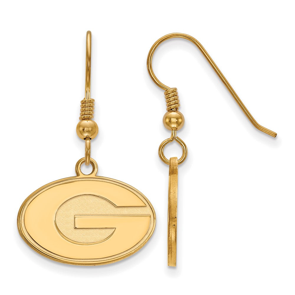 Gold Plated Sterling Silver Logoart University Of Georgia Letter G Small Dangle Wire Earrings