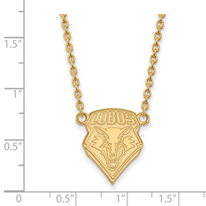 10K Yellow Gold Logoart University Of New Mexico Large Pendant 18 Inch Necklace