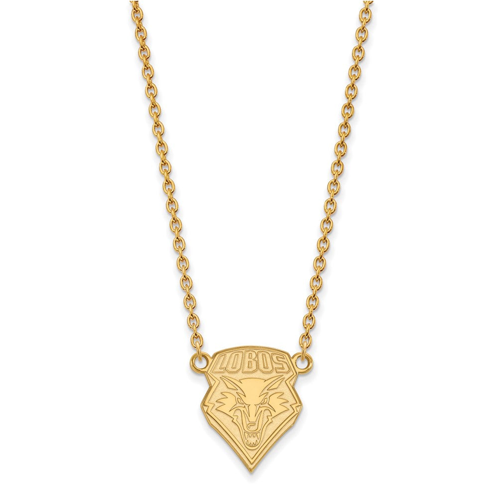 Gold Plated Sterling Silver Logoart University Of New Mexico Large Pendant 18 Inch Necklace