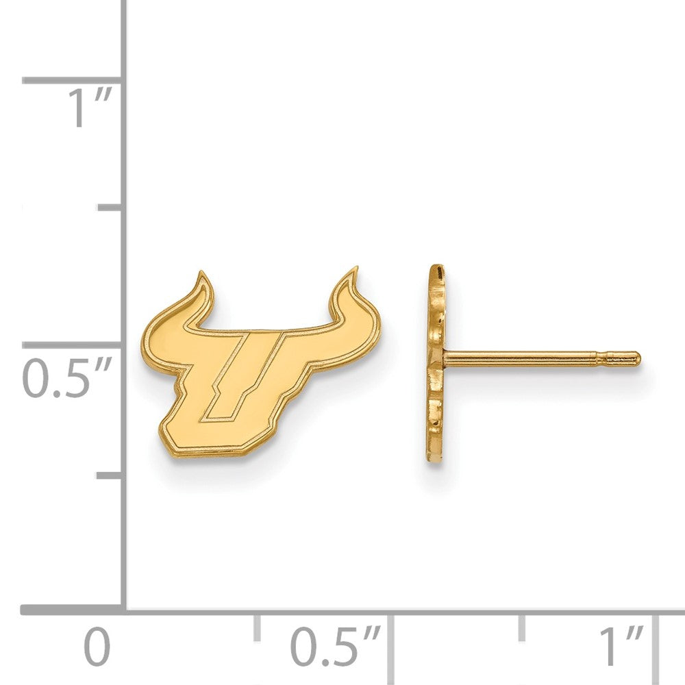 14K Yellow Gold Logoart University Of South Florida Bull Extra Small Post Earrings