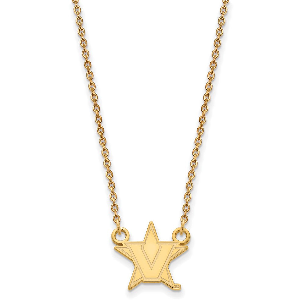 Gold Plated Sterling Silver Gp Logoart Vanderbilt University Small Pendant Necklace