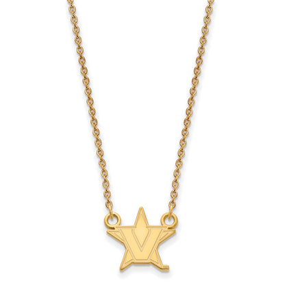 Gold Plated Sterling Silver Gp Logoart Vanderbilt University Small Pendant Necklace