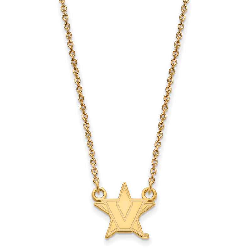 Gold Plated Sterling Silver Gp Logoart Vanderbilt University Small Pendant Necklace