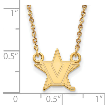 10K Yellow Gold 10Ky Logoart Vanderbilt University Small Pendant Necklace