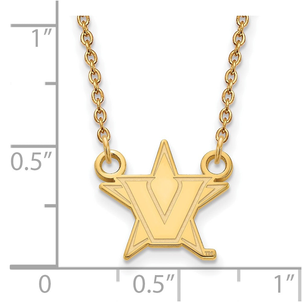 Gold Plated Sterling Silver Gp Logoart Vanderbilt University Small Pendant Necklace