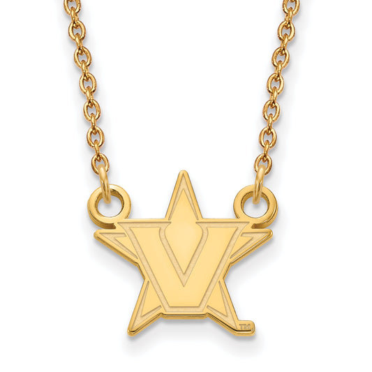 10K Yellow Gold 10Ky Logoart Vanderbilt University Small Pendant Necklace