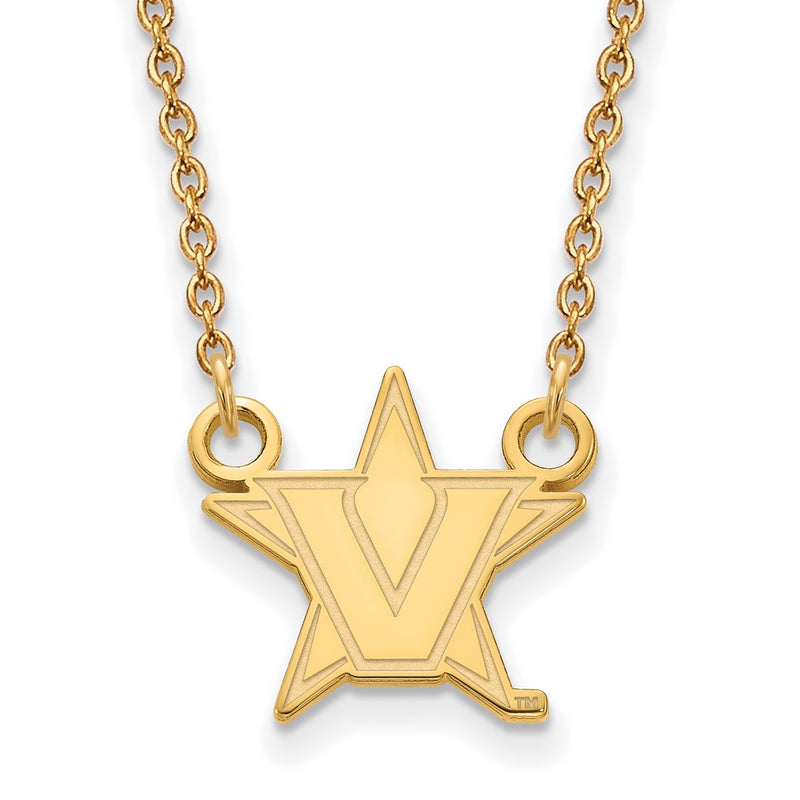 10K Yellow Gold 10Ky Logoart Vanderbilt University Small Pendant Necklace
