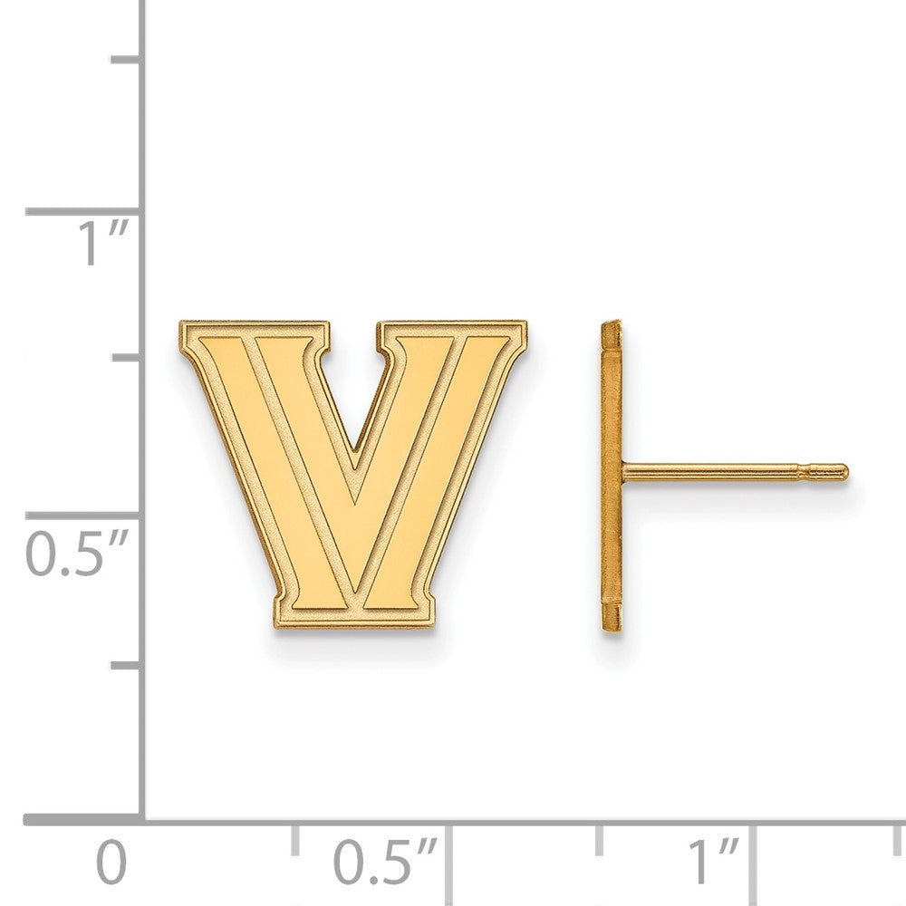 10K Yellow Gold Logoart Villanova University Letter V Small Post Earrings