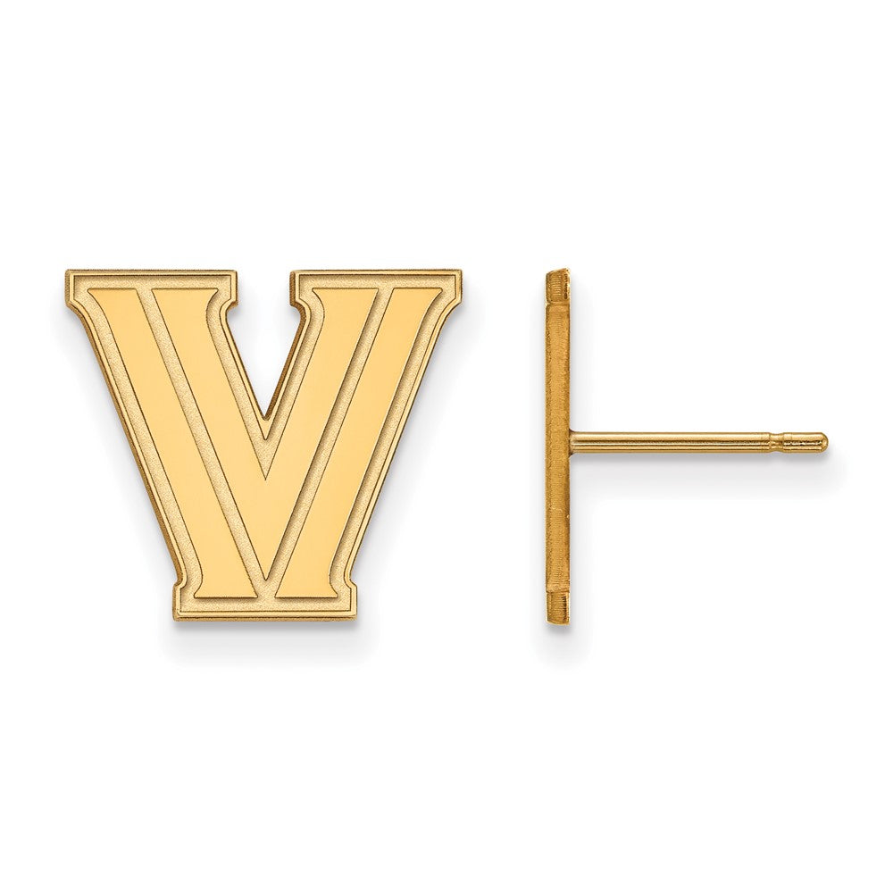 10K Yellow Gold Logoart Villanova University Letter V Small Post Earrings