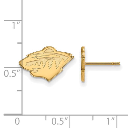 14K Yellow Gold Nhl Logoart Minnesota Wild Extra Small Post Earrings