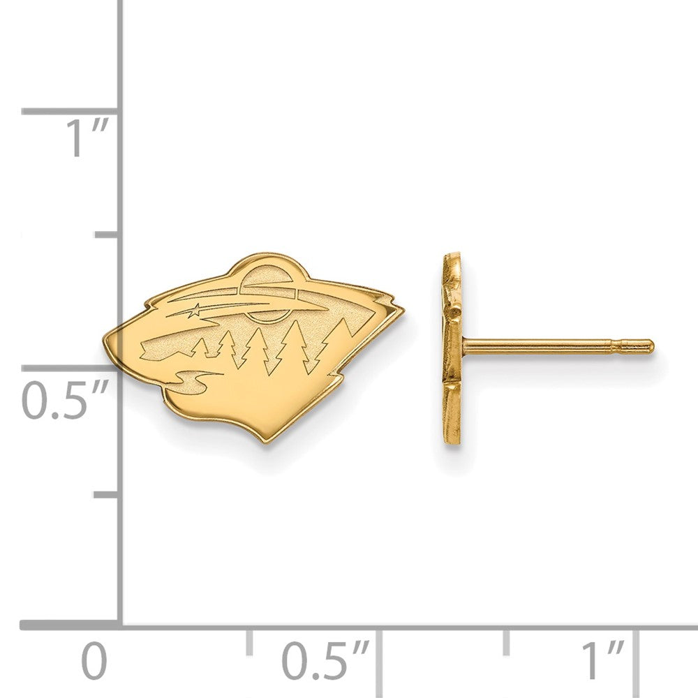 Gold Plated Sterling Silver Nhl Logoart Minnesota Wild Extra Small Post Earrings