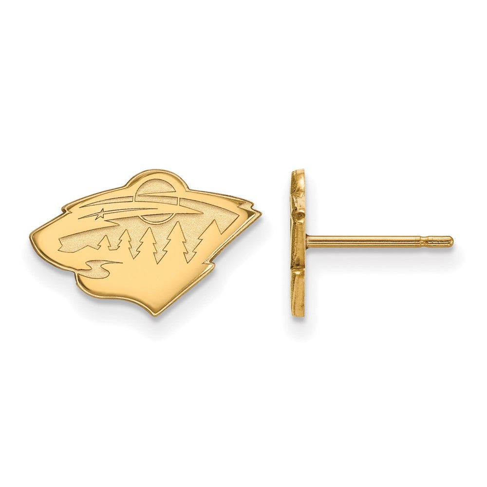 Gold Plated Sterling Silver Nhl Logoart Minnesota Wild Extra Small Post Earrings