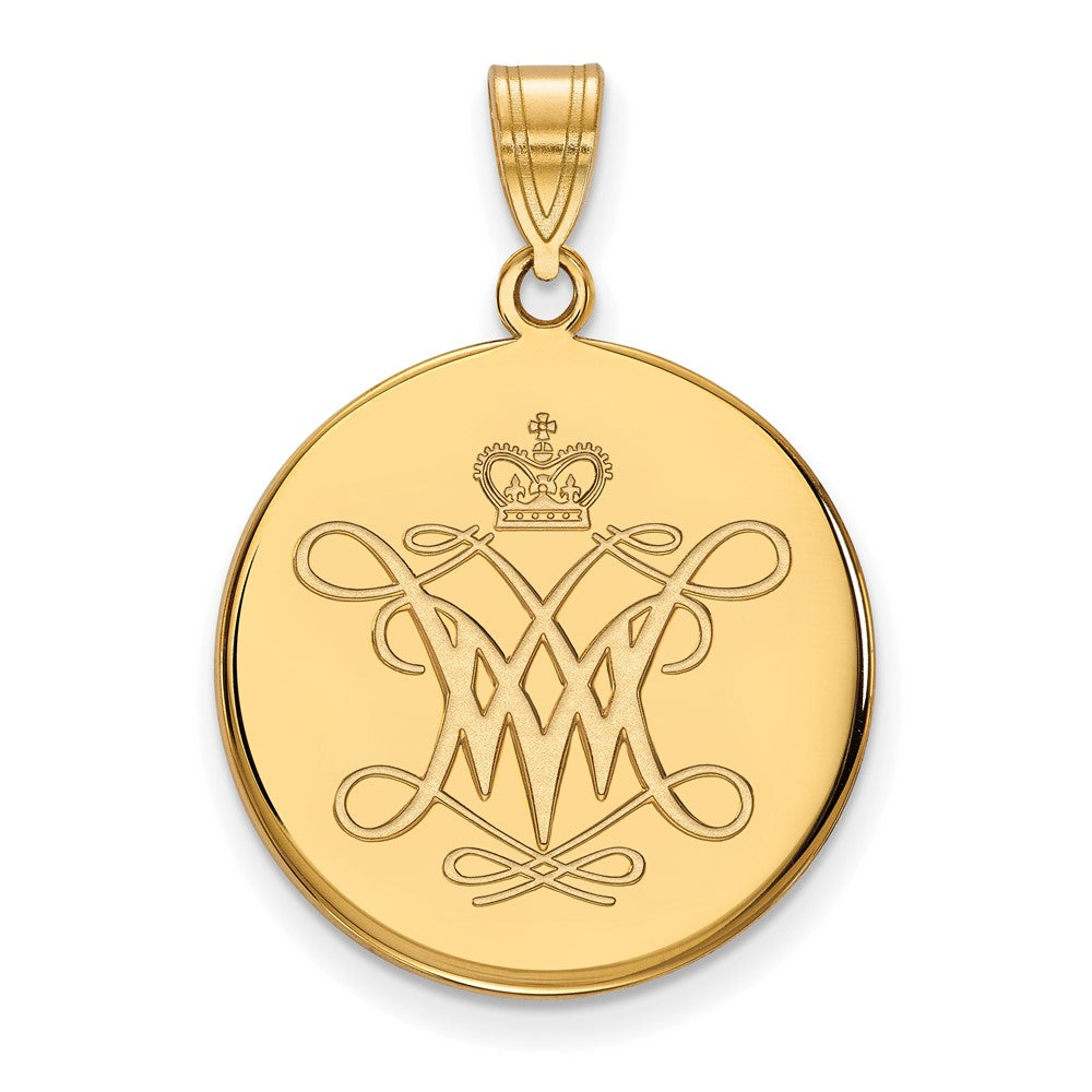 10K Yellow Gold Logoart College Of William And Mary Large Disc Pendant