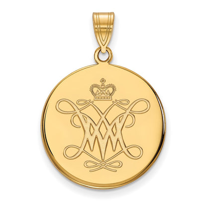 10K Yellow Gold Logoart College Of William And Mary Large Disc Pendant