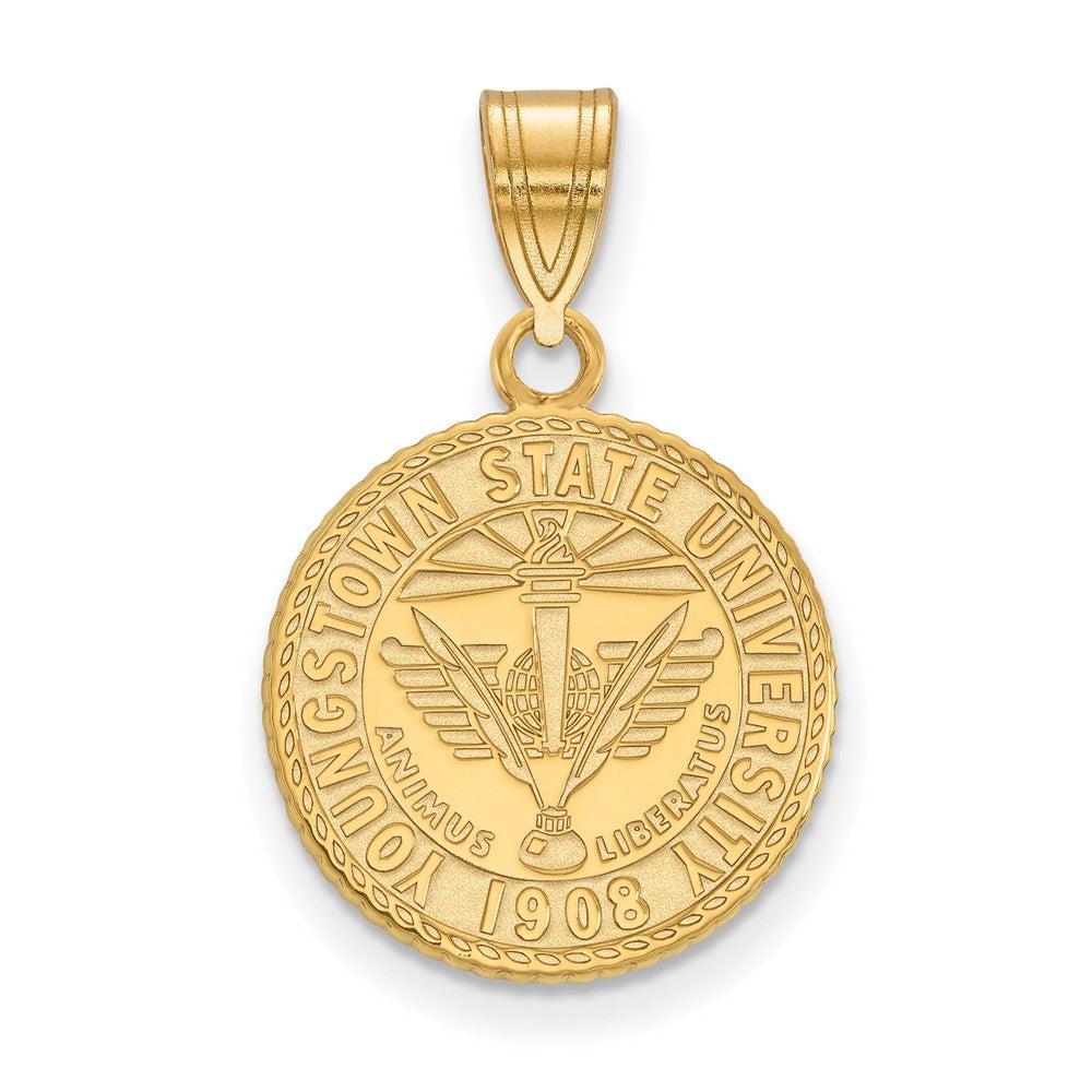 Gold Plated Sterling Silver Logoart Youngstown State University Medium Crest Pendant